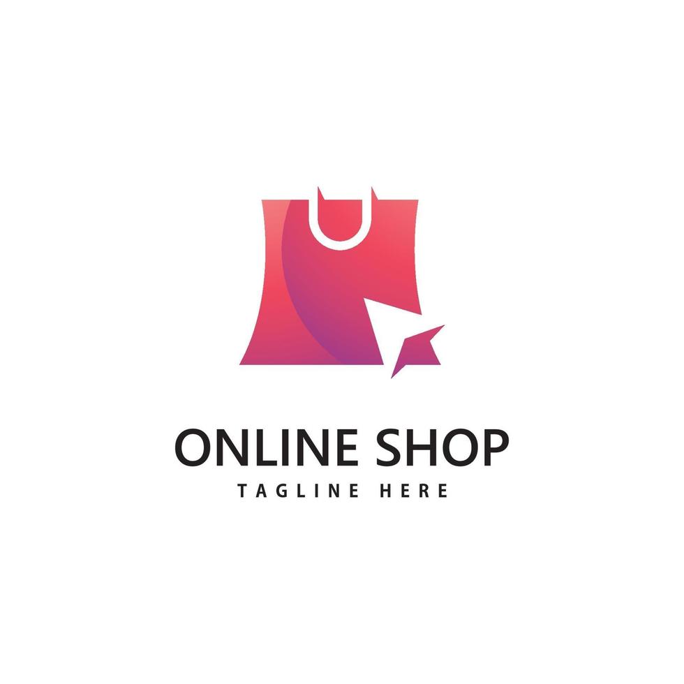 shopping bag store logo. online shopping logo design vector