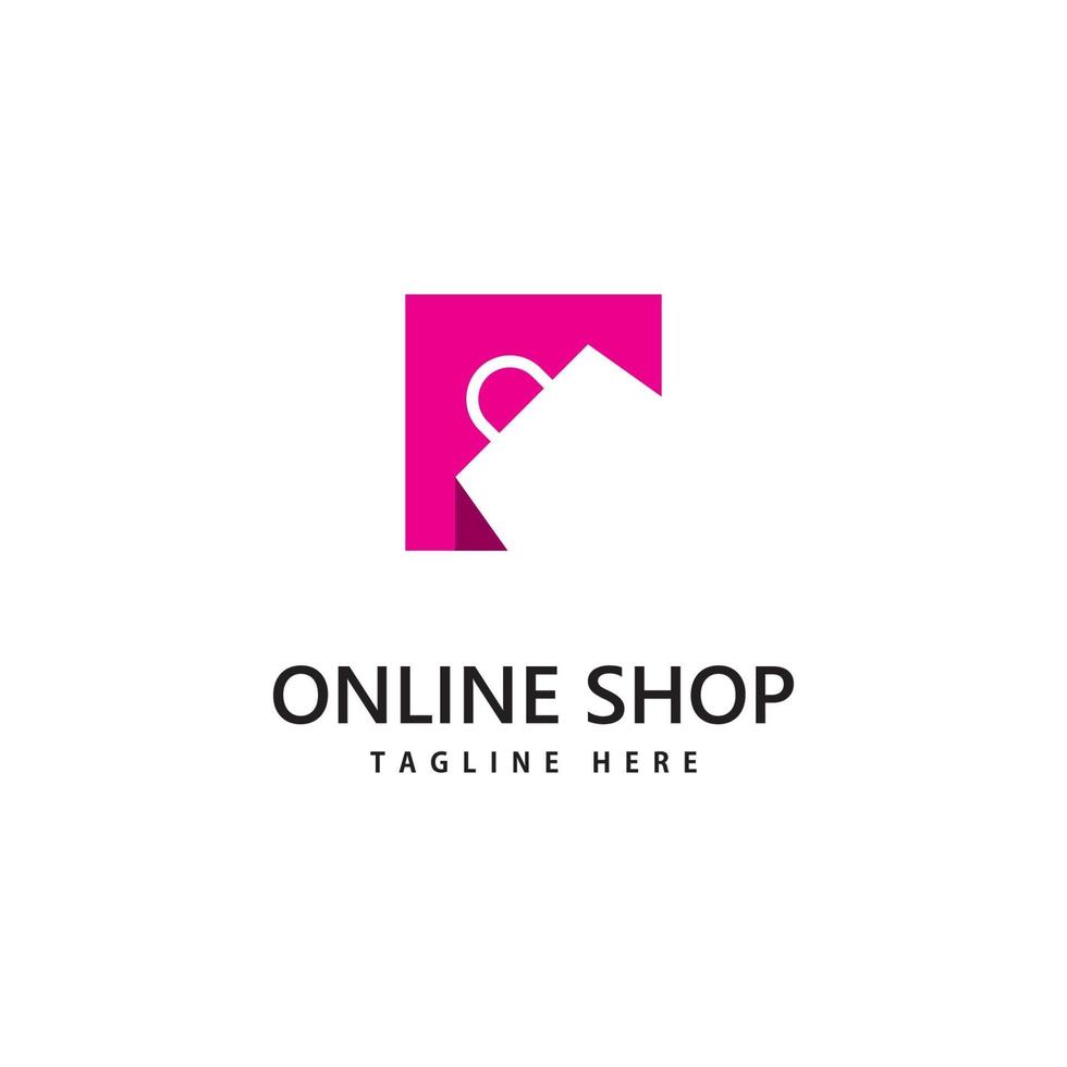 shopping bag store logo. online shopping logo design vector