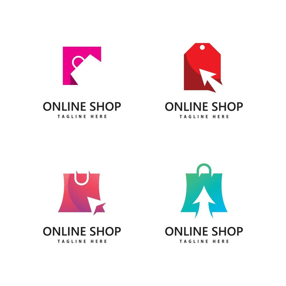 shopping bag store logo. online shopping logo design vector