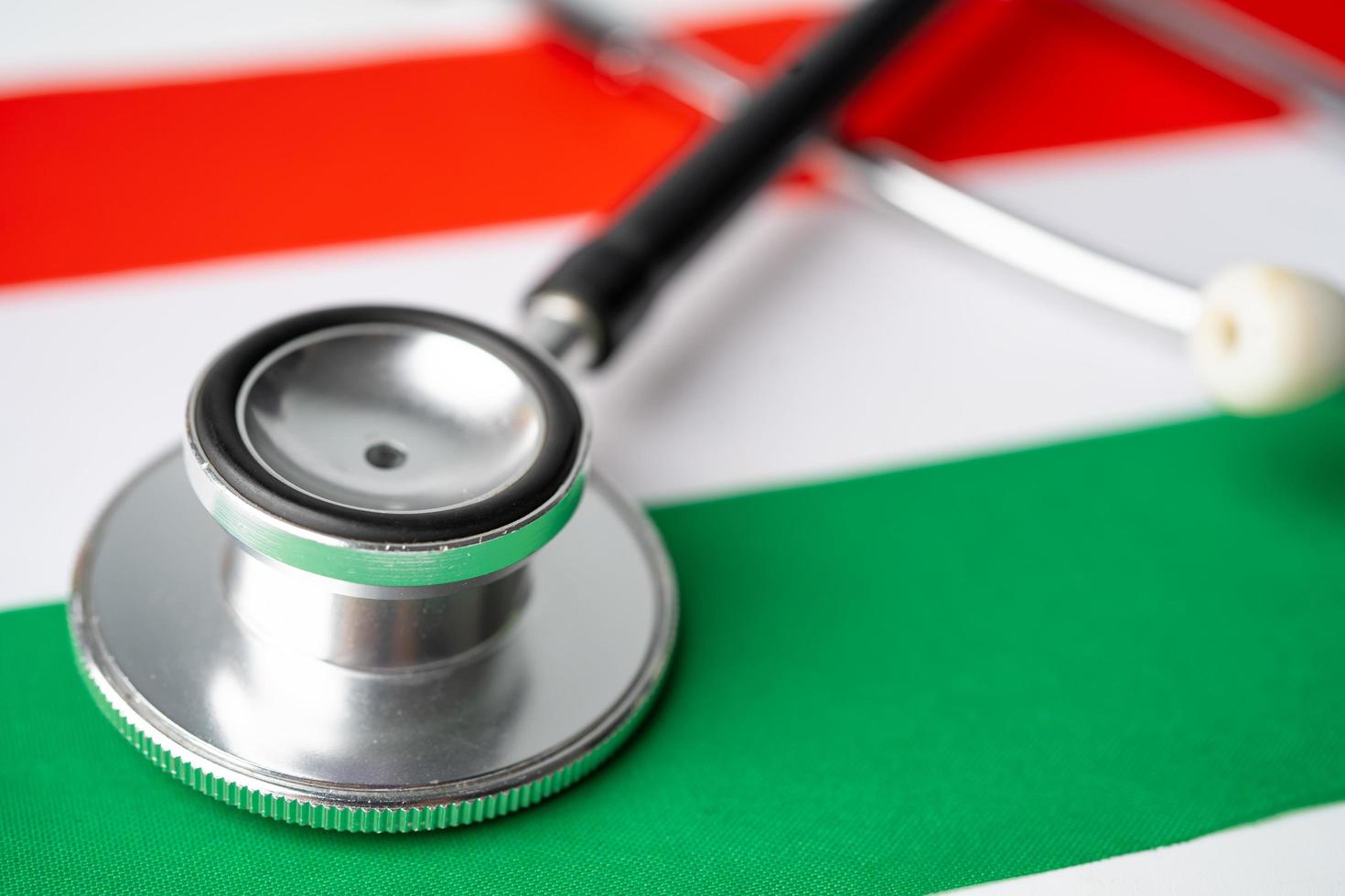 Black stethoscope on Hungary flag photo