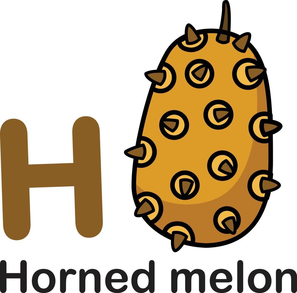 Alphabet Letter H-Horned melon vector illustration