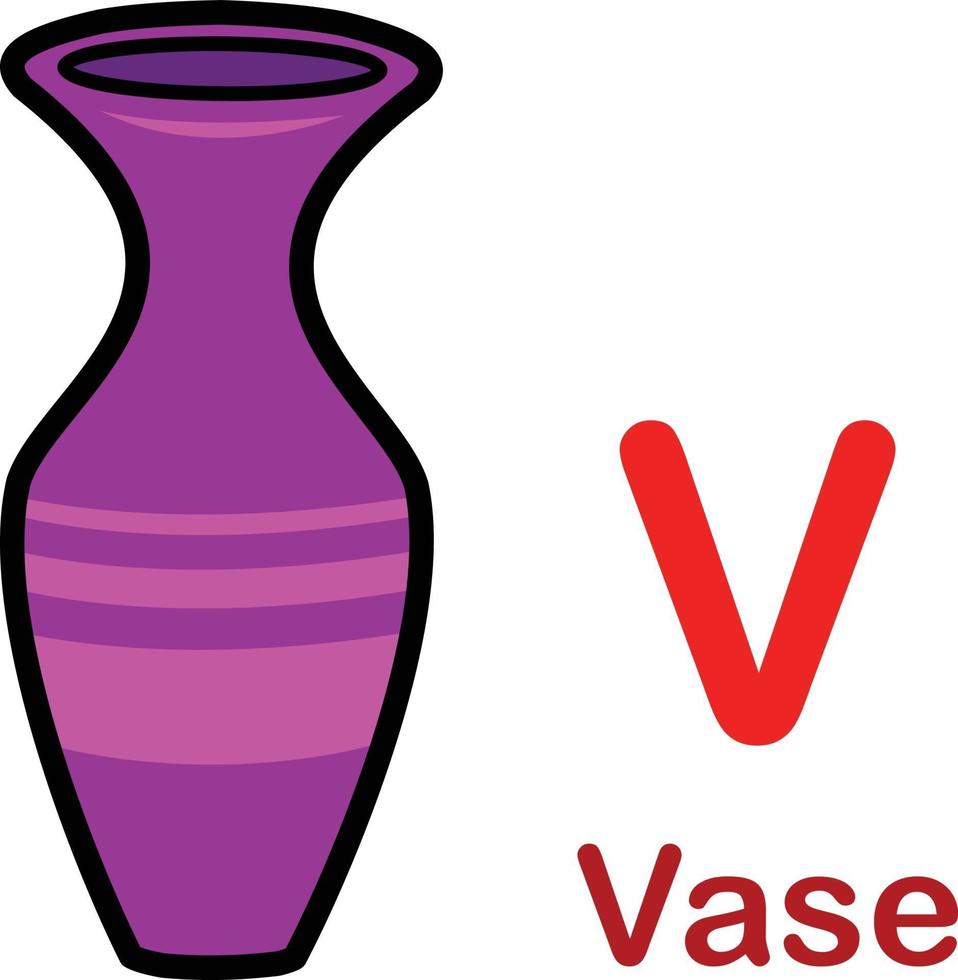 Alphabet Letter V-Vase vector illustration