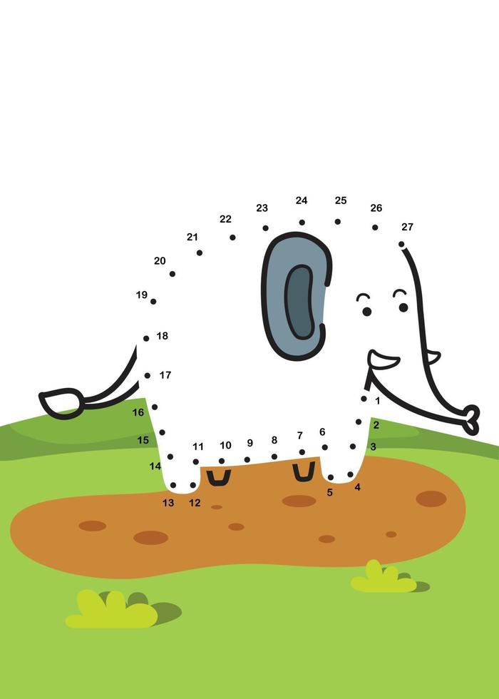 Numbers game education game for children elephant standing on the hill vector