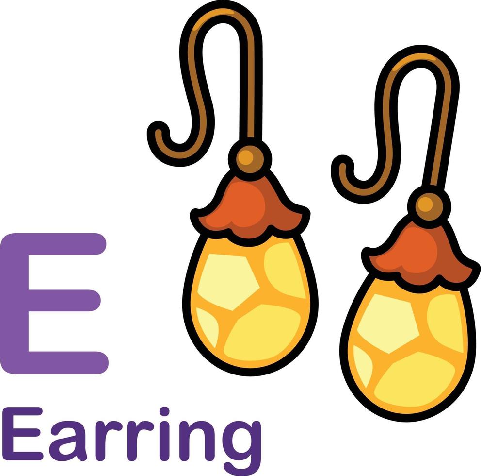 Alphabet Letter E-Earring vector illustration