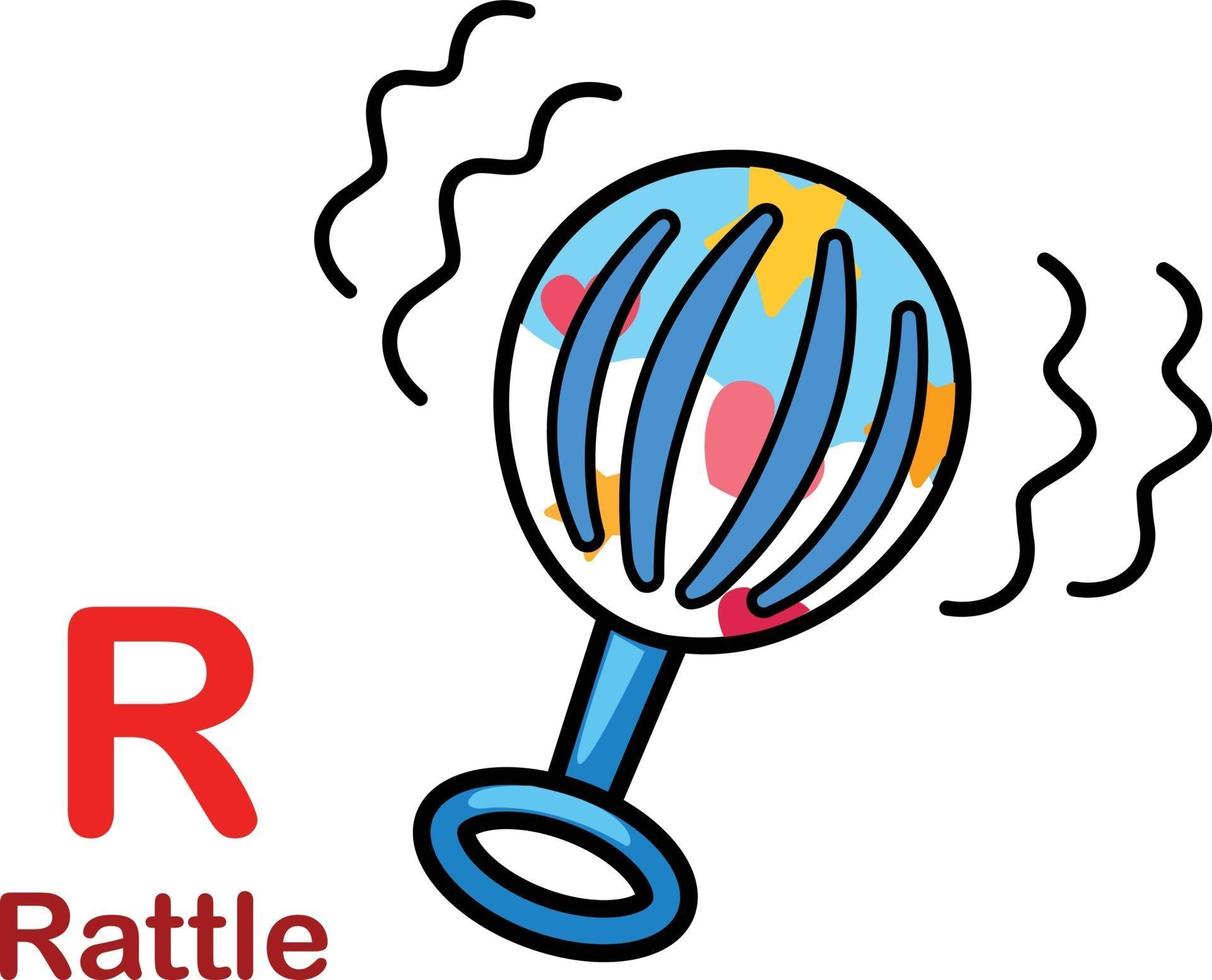 Alphabet Letter R-Rattle vector illustration