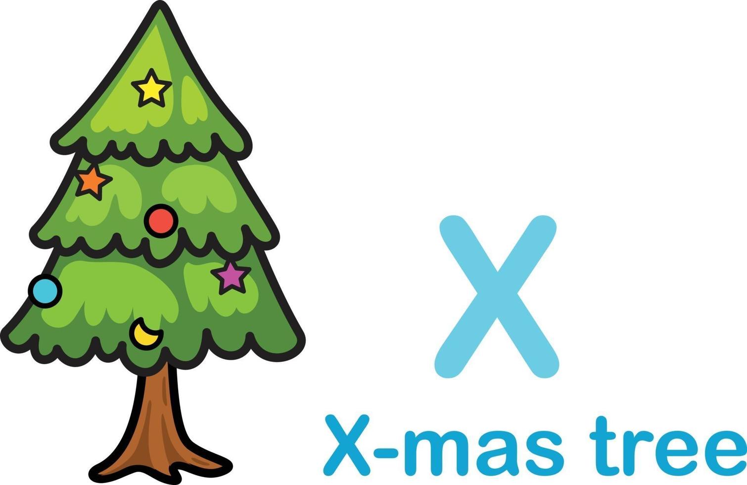 Ilustración de vector de árbol de Navidad de letra del alfabeto x