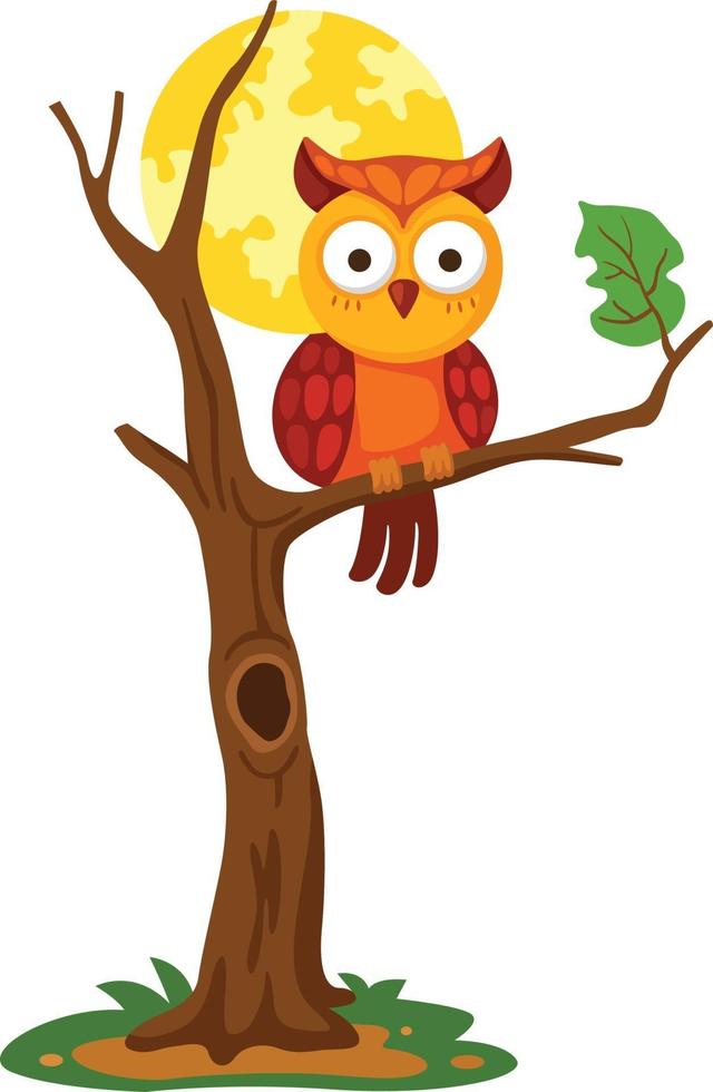 illustration of a cartoon owl on a tree vector