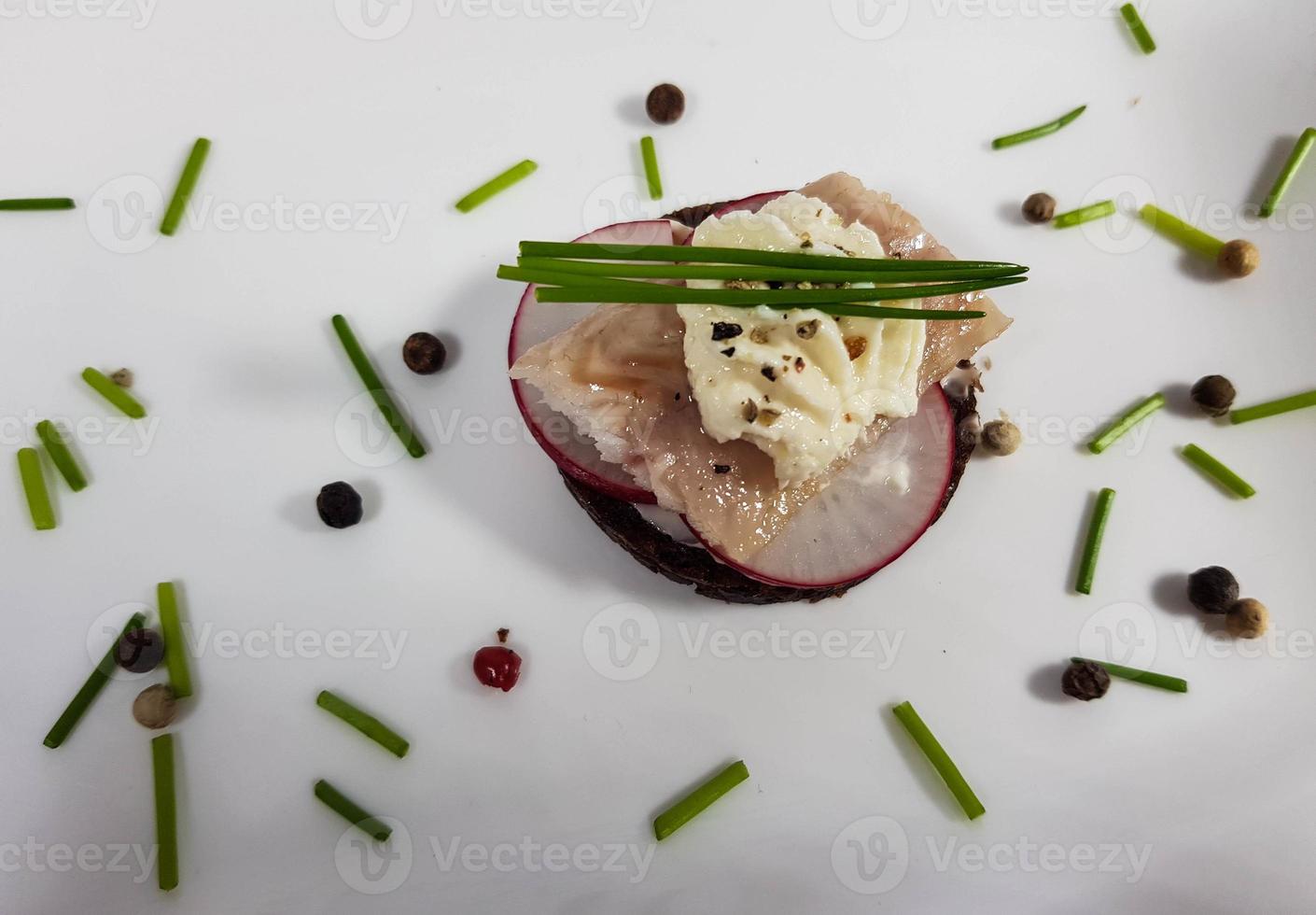 smoked fish different canapes photo