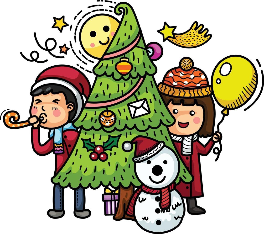 fiesta dibujada a mano feliz navidad. vector de ilustración