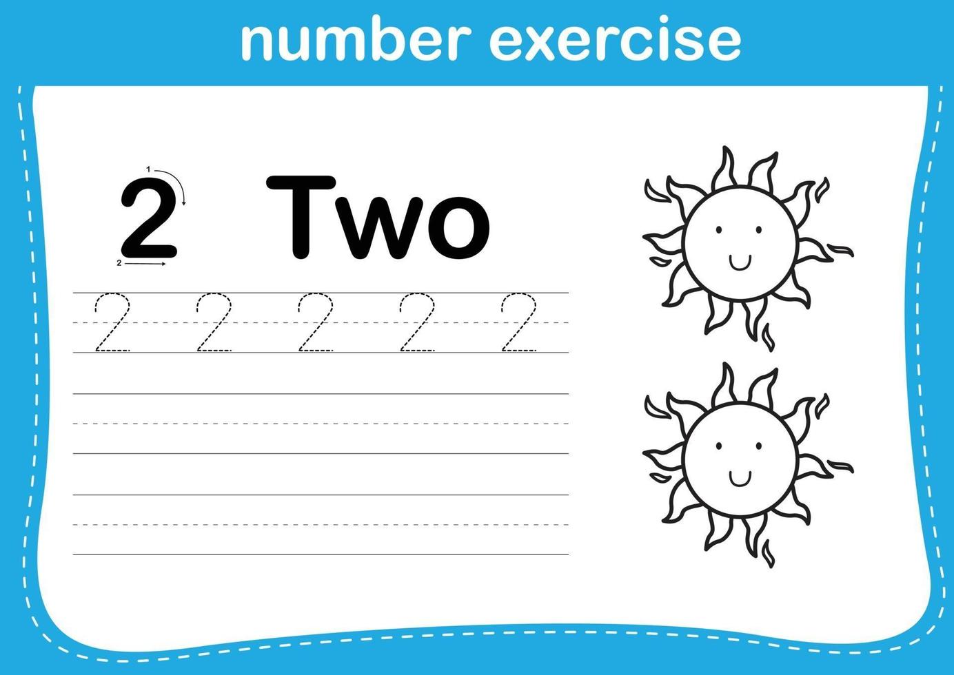 number exercise with cartoon coloring book illustration, vector