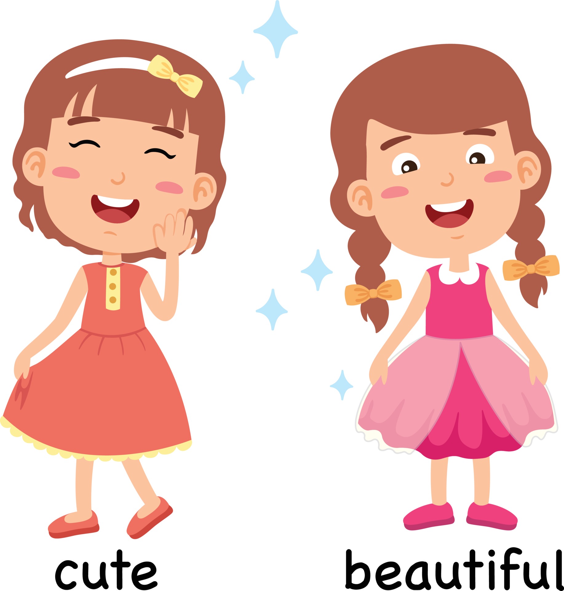 synonyms adjectives cute and beautiful vector illustration 3276053 ...