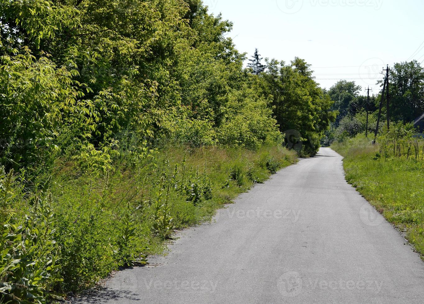 Beautiful empty asphalt road in countryside on colored background photo