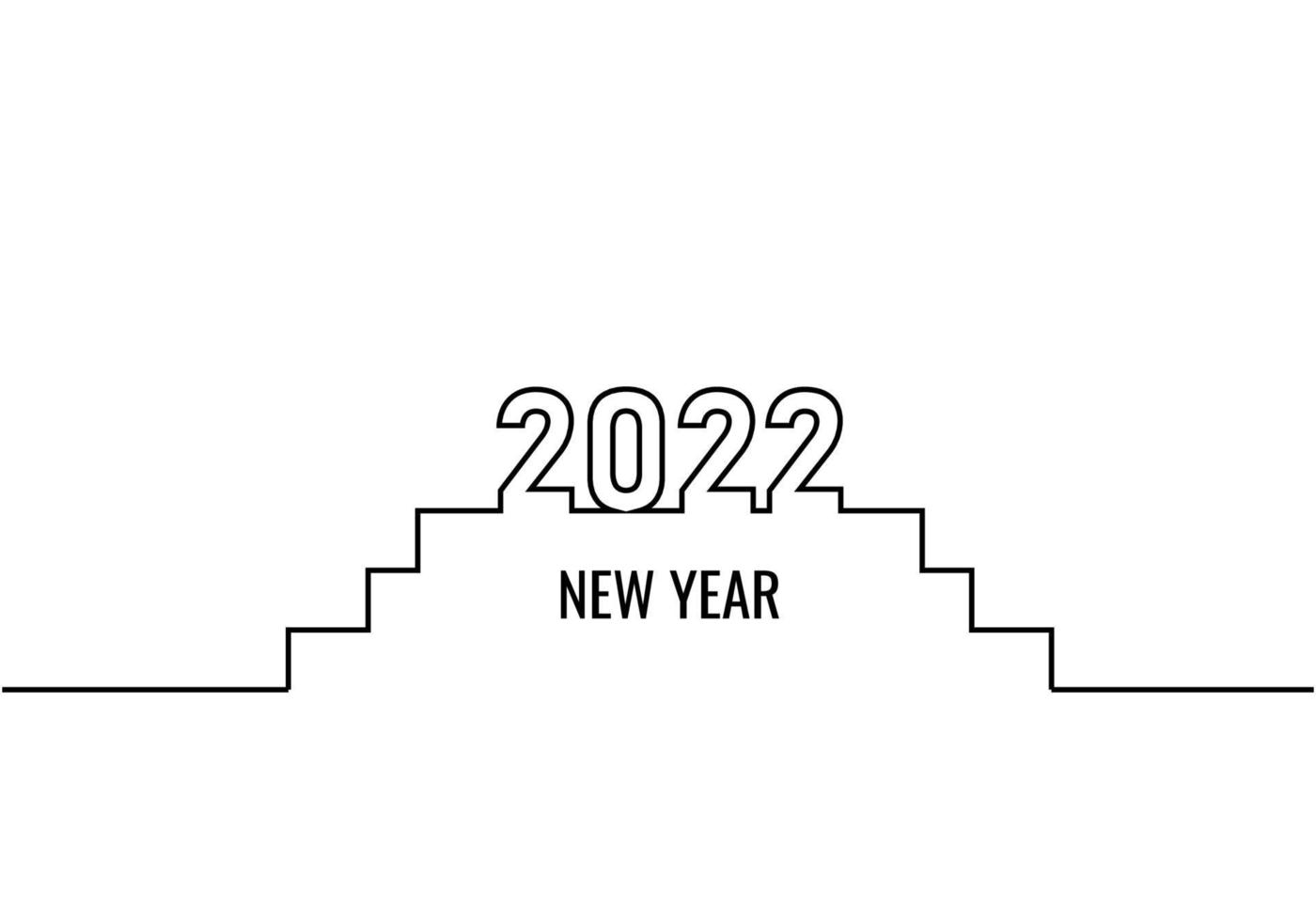 Continuous one line drawing of a 2022 new year text vector