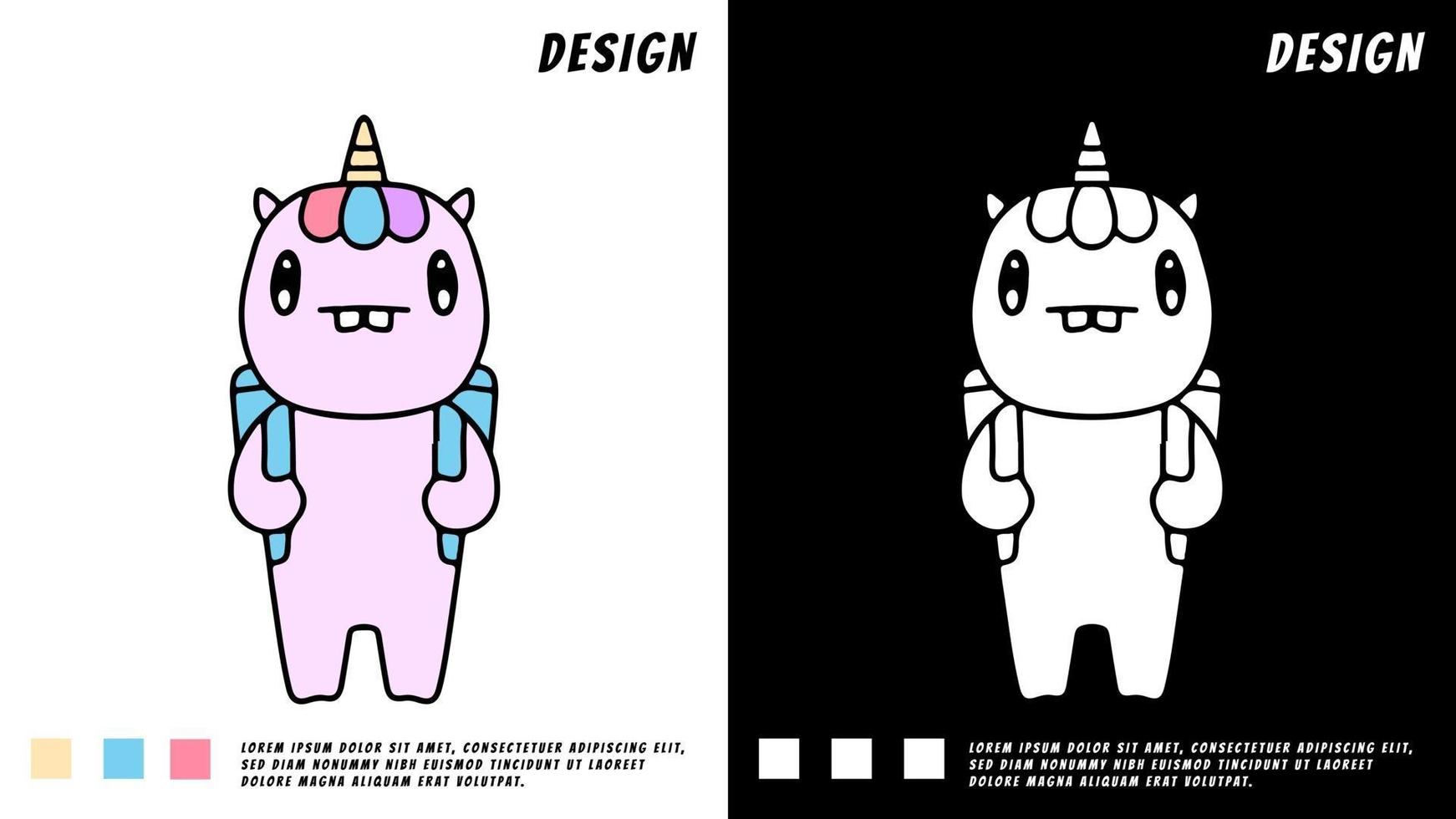 unicornio con bolsa, ilustración para camiseta, póster, pegatina vector