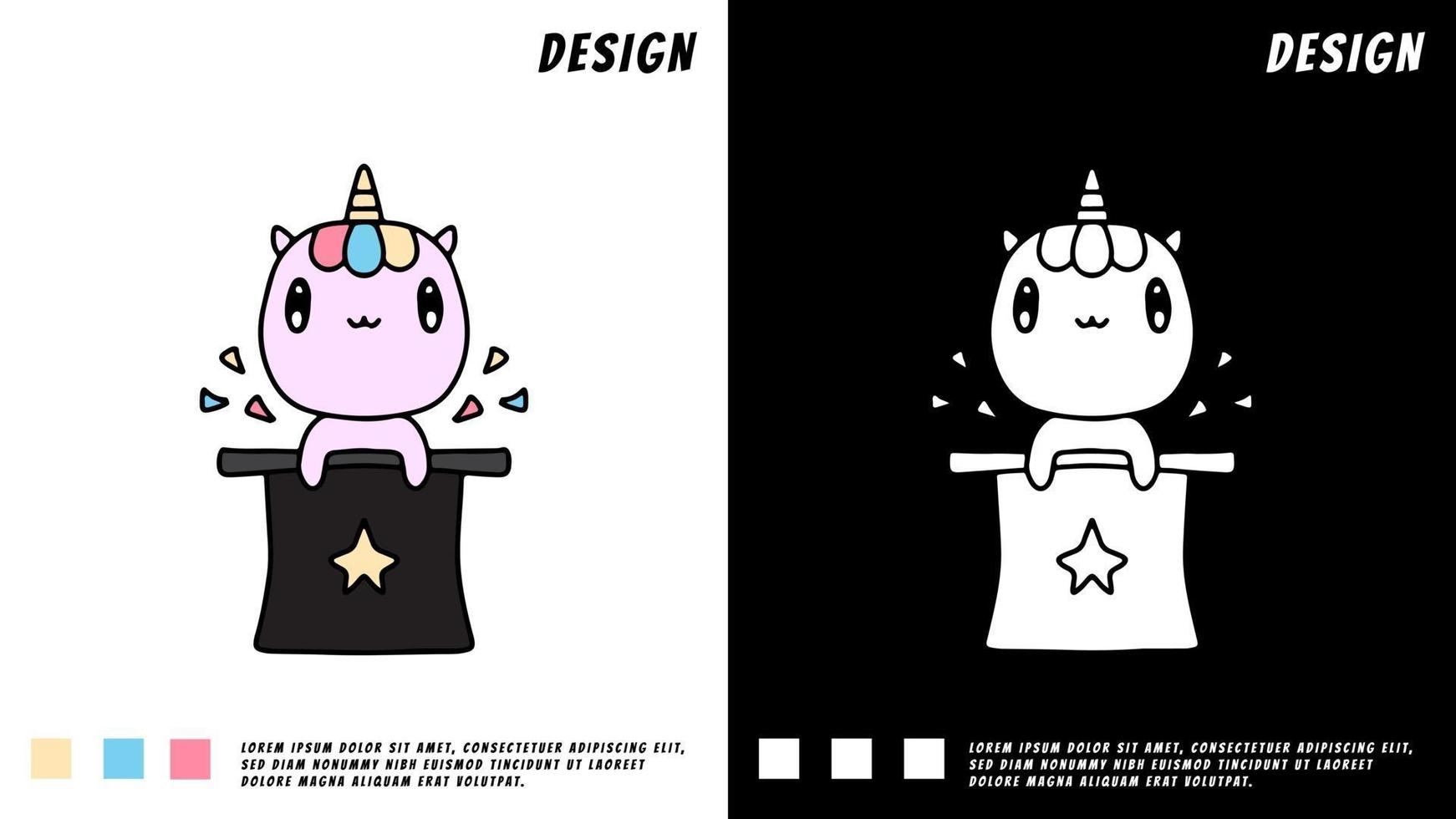 cute unicorn in magician hat, illustration for t-shirt vector