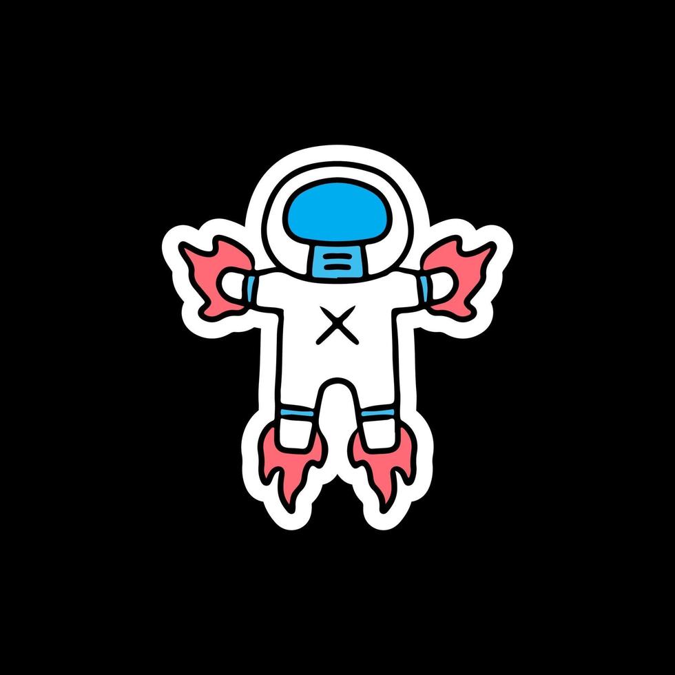 little astronaut floating on space, illustration for sticker vector