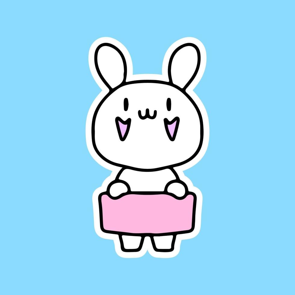 Kawaii bunny with empty note, illustration for sticker vector