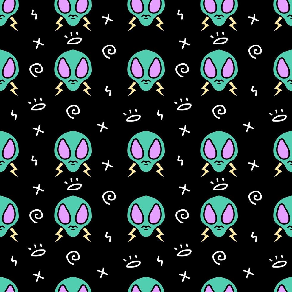 Trendy alien seamless pattern in cartoon style. vector