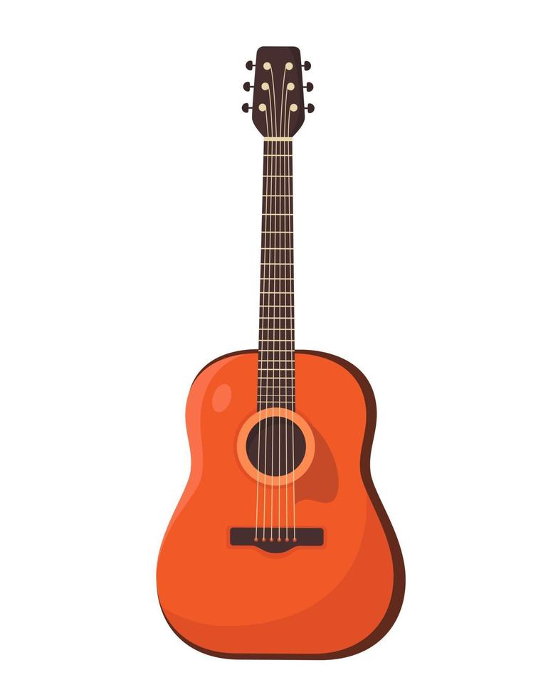 Guitar. Acoustic guitar, string musical instrument. vector