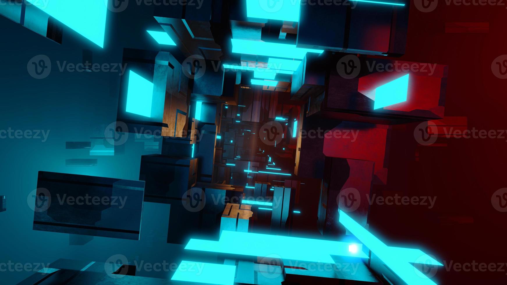 3D rendering of a sci-fi tunnel with moving light Abstract photo