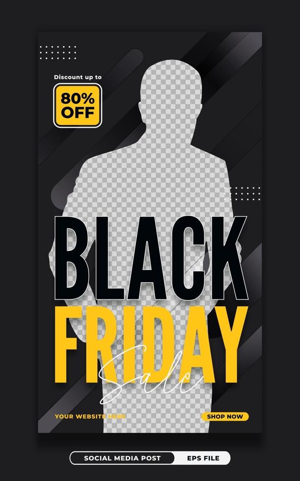 Black friday promo social media story post template vector