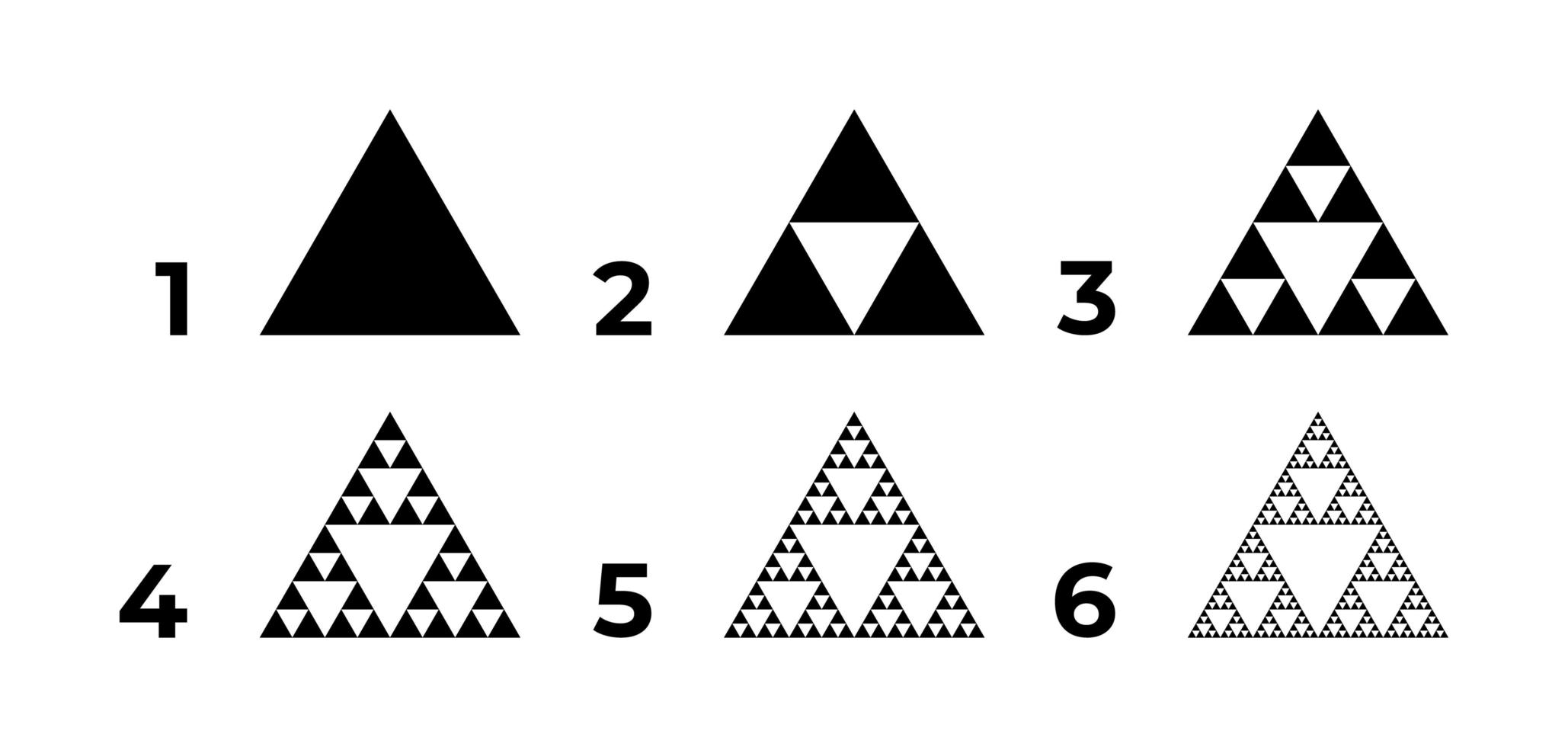 Triangle. Steps constructing fractal vector