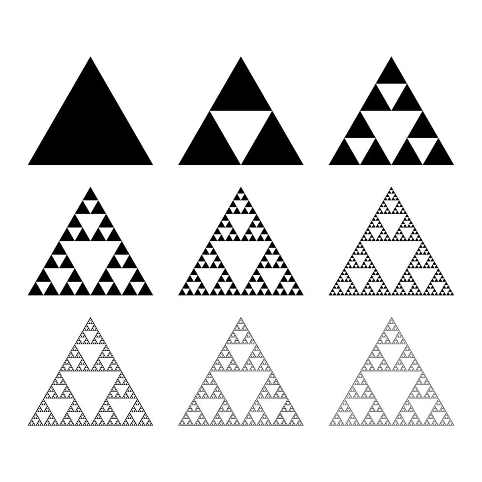 triángulo. pasos para construir fractal vector