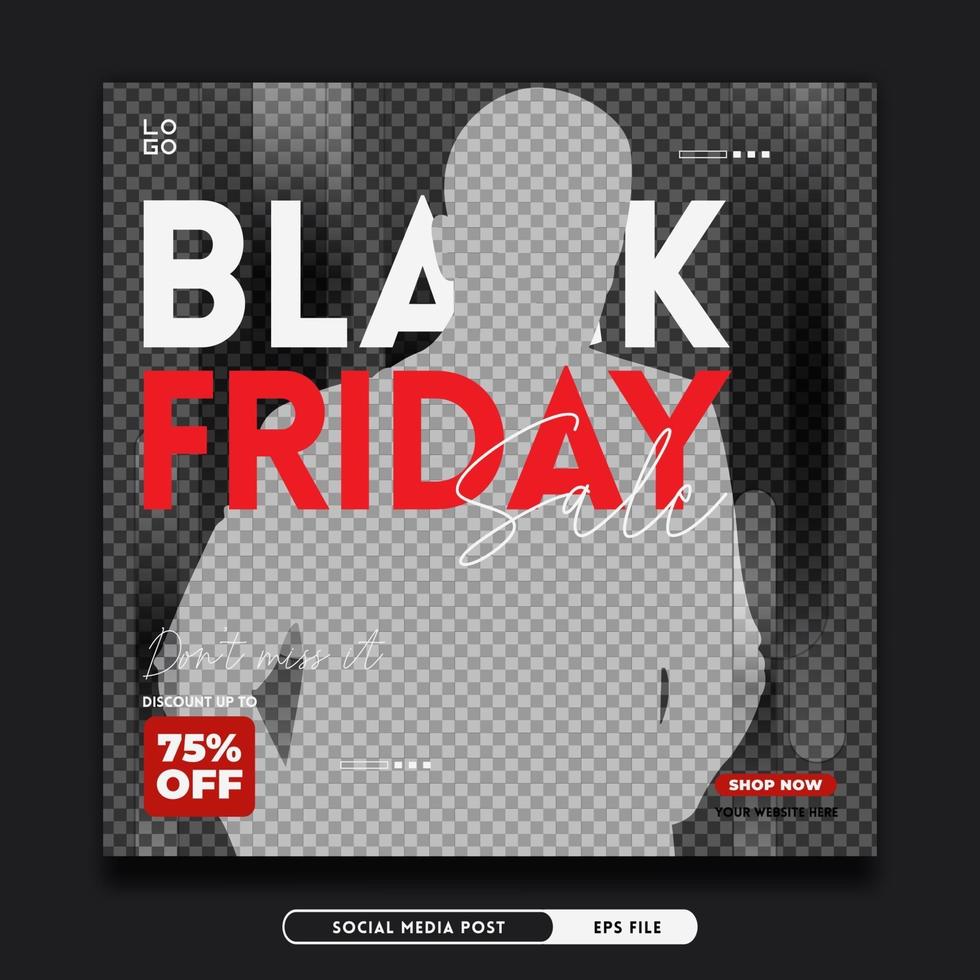 Black friday promo post square banner template vector