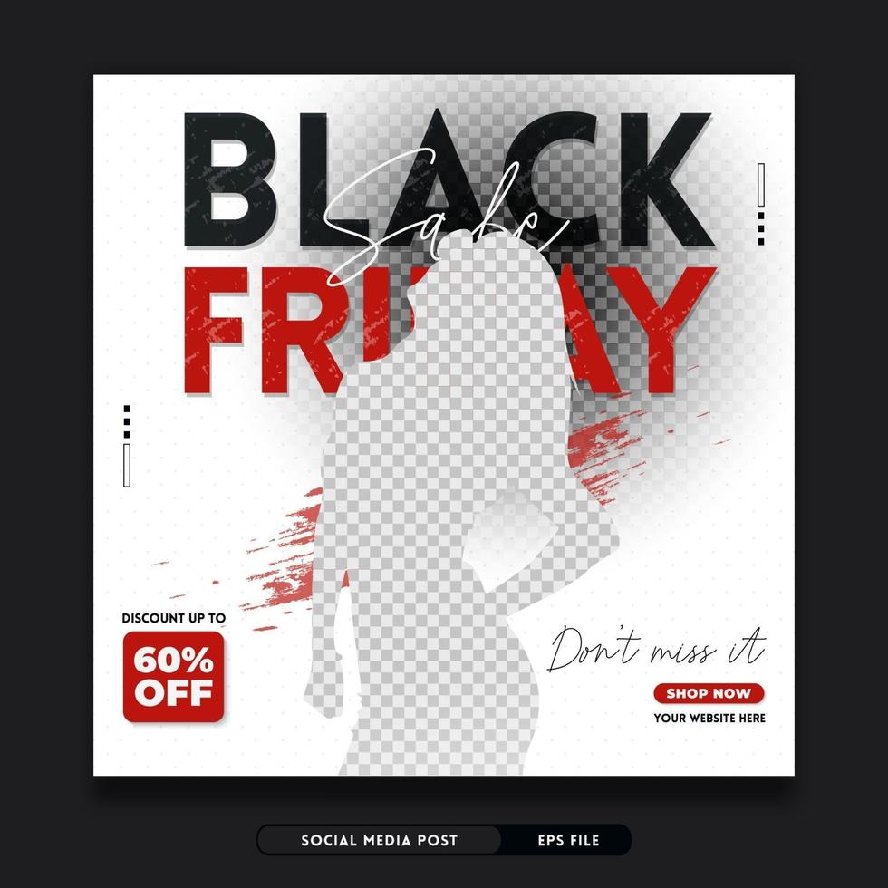 Black friday promo post square banner template vector