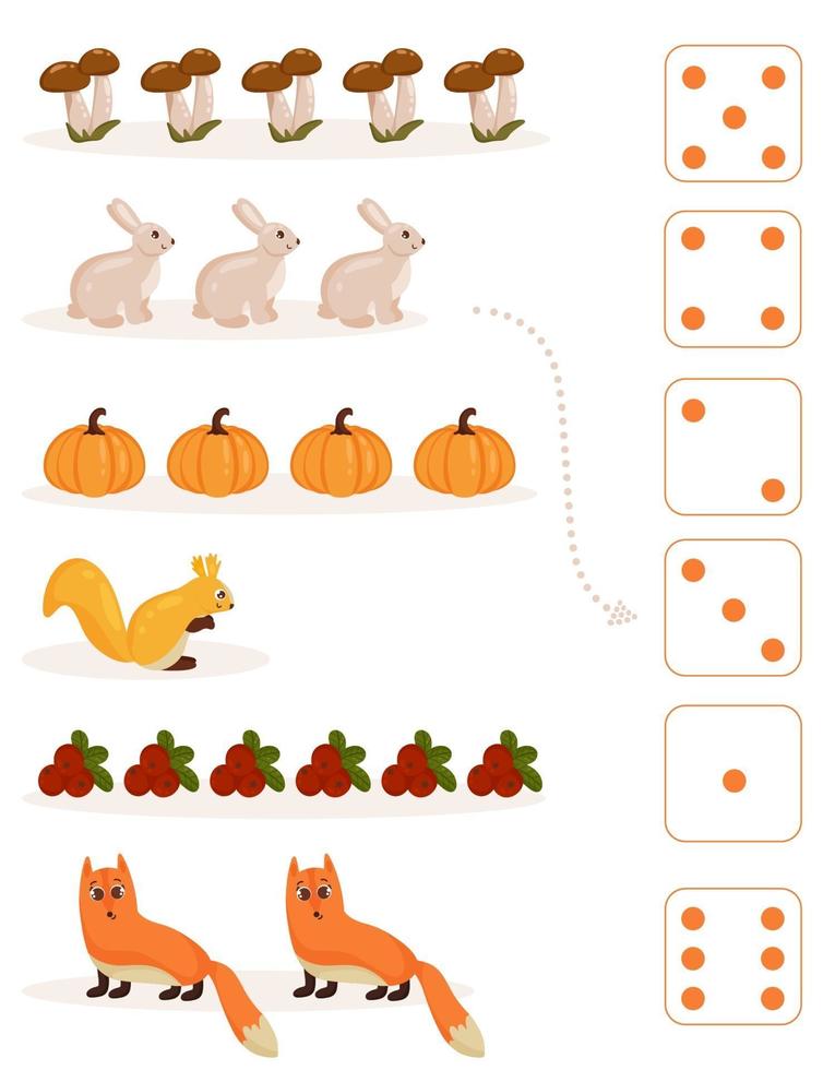 Worksheet for studying mathematics and numeracy on the topic of autumn vector