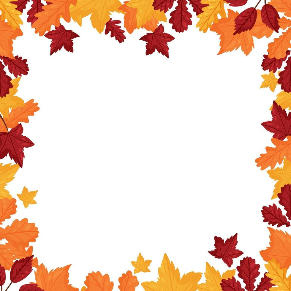 Banner with colorful autumn leaves. Vector cartoon style