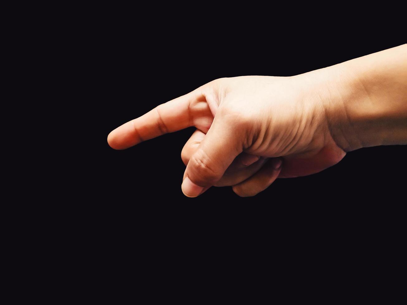 Hand gesture image on black background photo