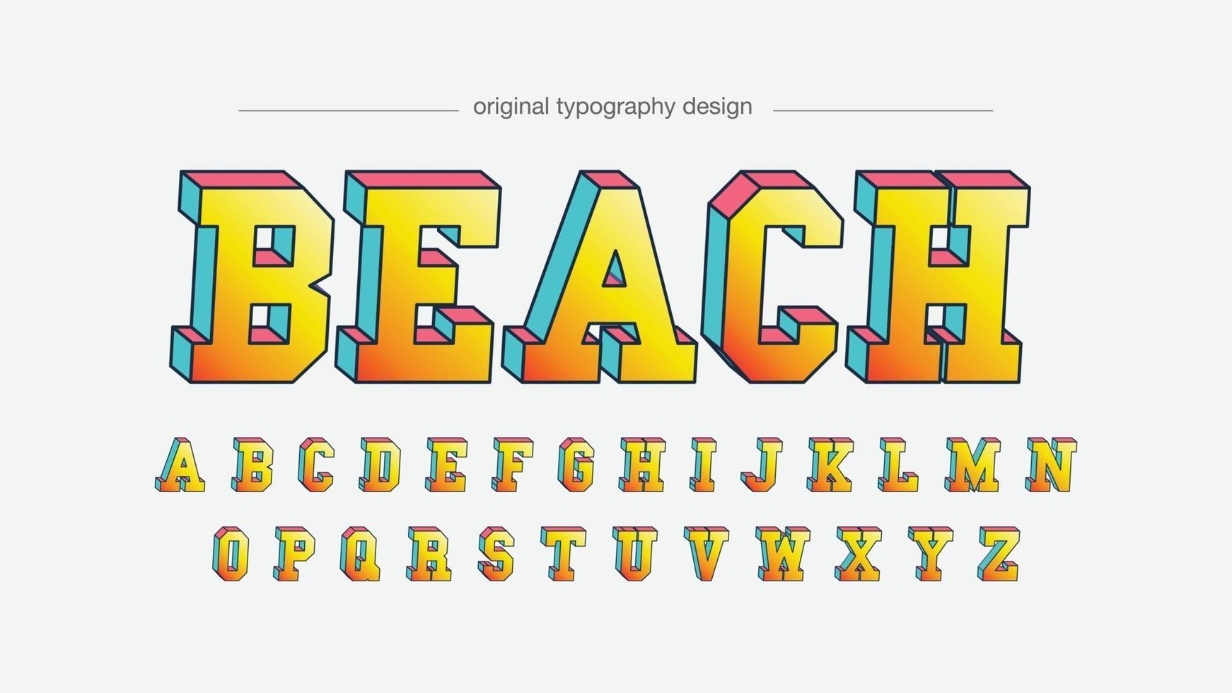 tipografía amarilla 3d verano colorida vector