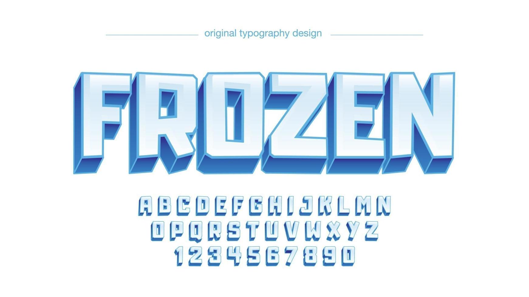 blue ice 3d cartoon artistic typography vector