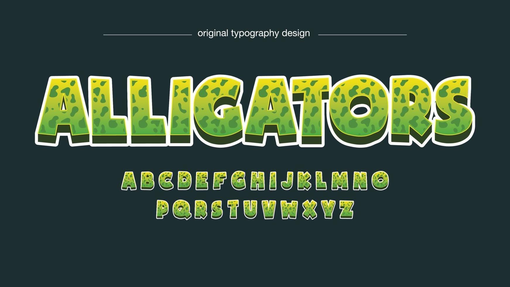 green animal print cartoon typography vector