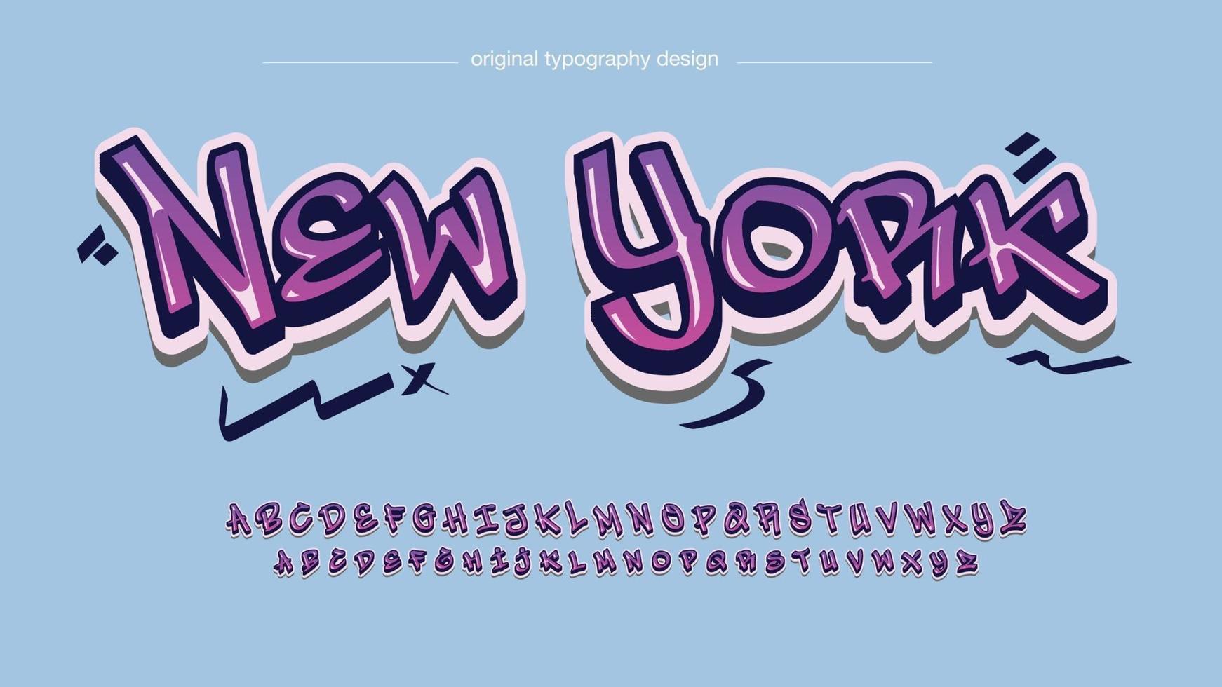 tipografía de pincel de etiqueta de graffiti moderno púrpura vector
