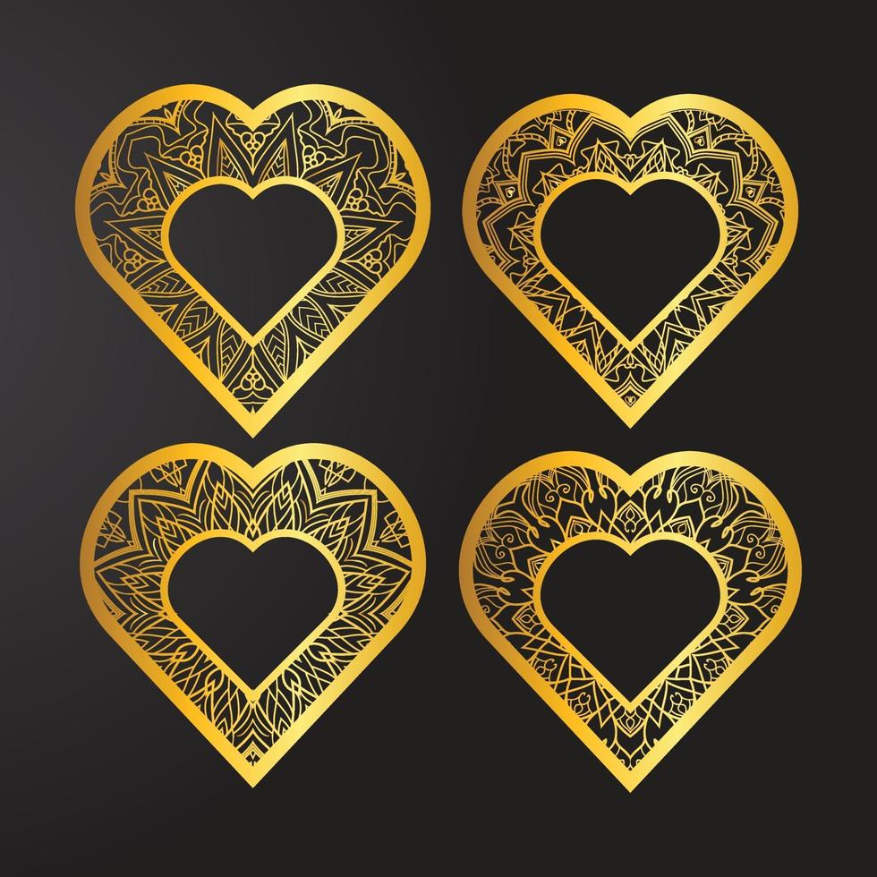 Golden heart frame free vector collection