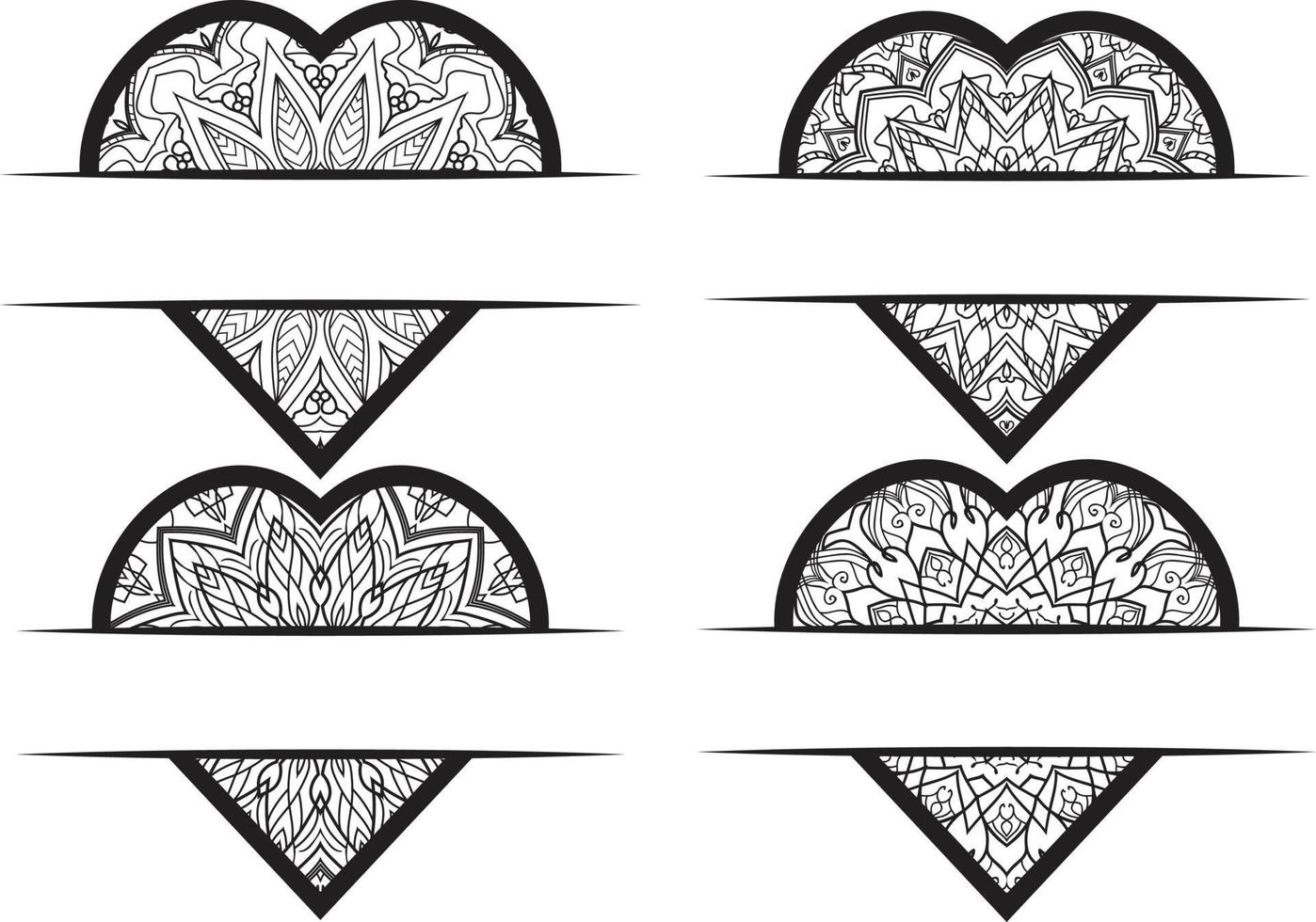 Mandala heart frame monogram collection vector