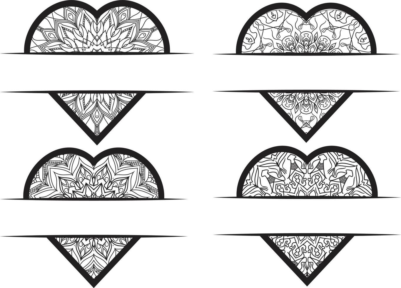 Print Mandala heart frame monogram collection vector