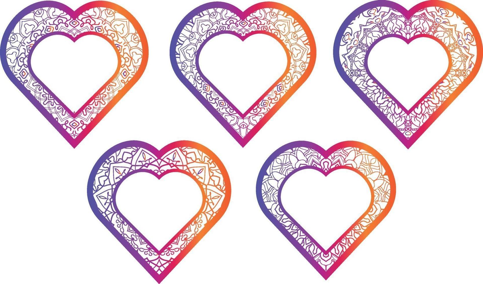 Colorful heart frame free vector collection