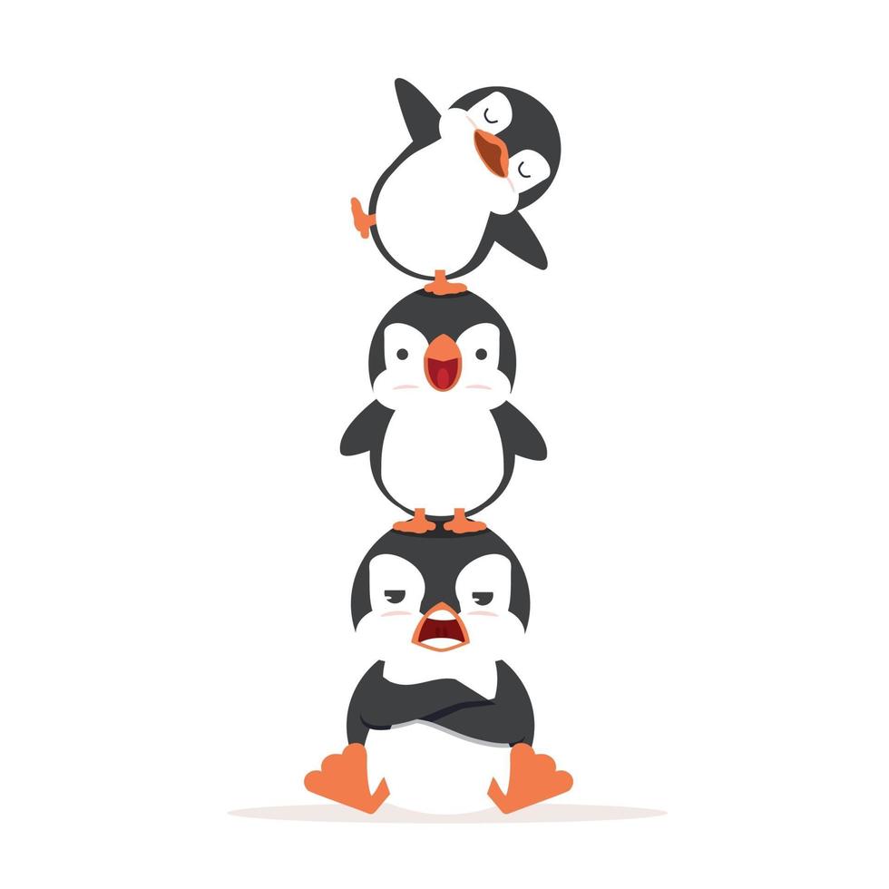 Little Penguins Stacked High isolate background vector