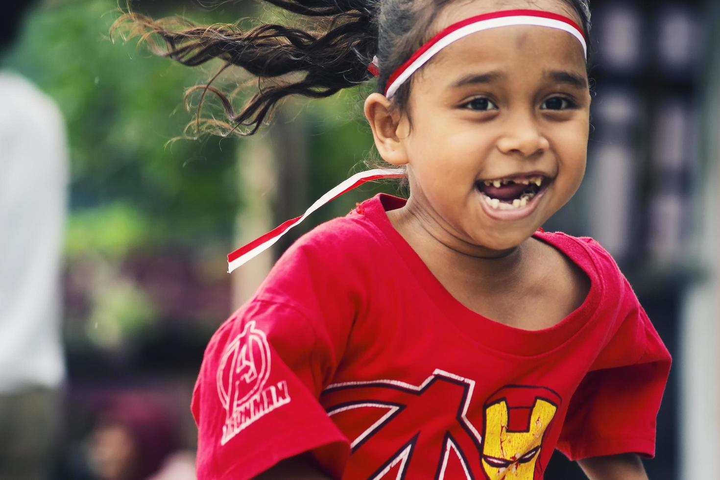 Sorong, Papua, Indonesia 2021- People celebrate Indonesia's independence day with various competitions photo