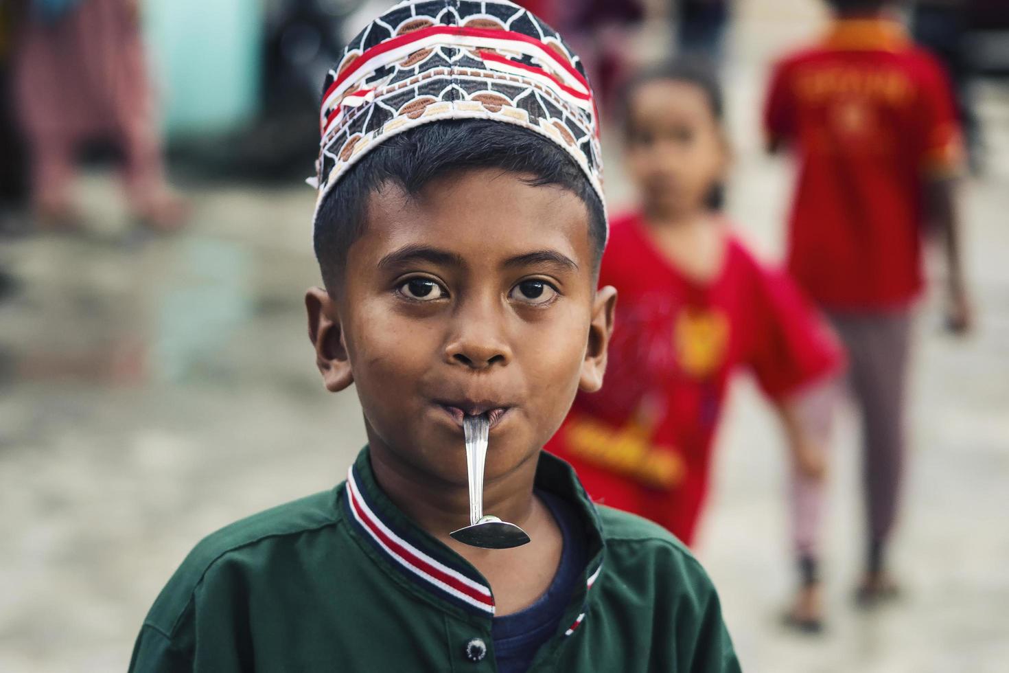 Sorong, Papua, Indonesia 2021- People celebrate Indonesia's independence day with various competitions photo