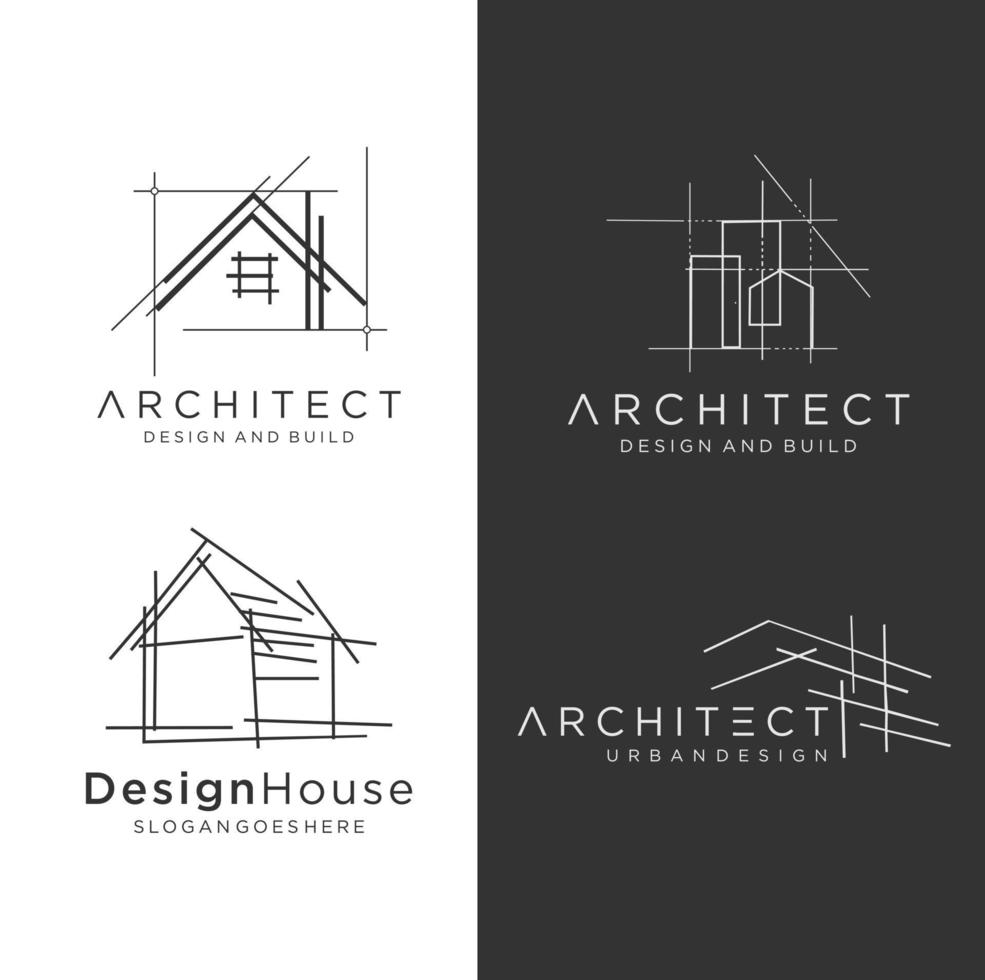 set of Architect house logo building. architectural construction vector