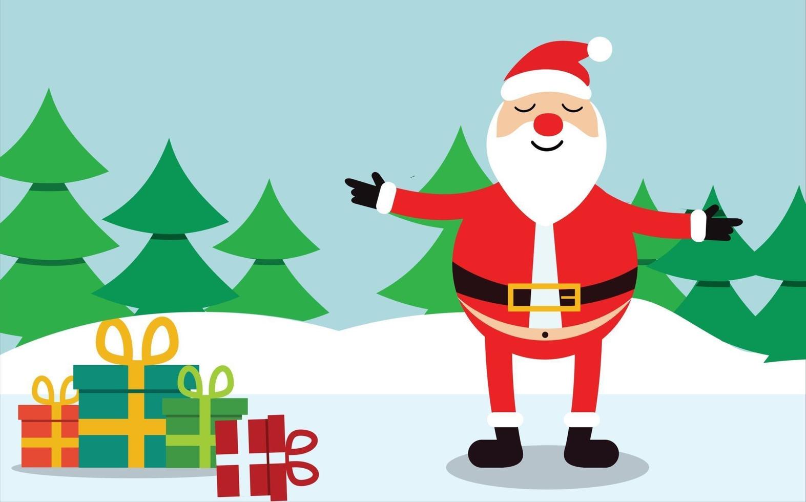 santa claus en navidad nieve saludo fondo diseño plano banner vector