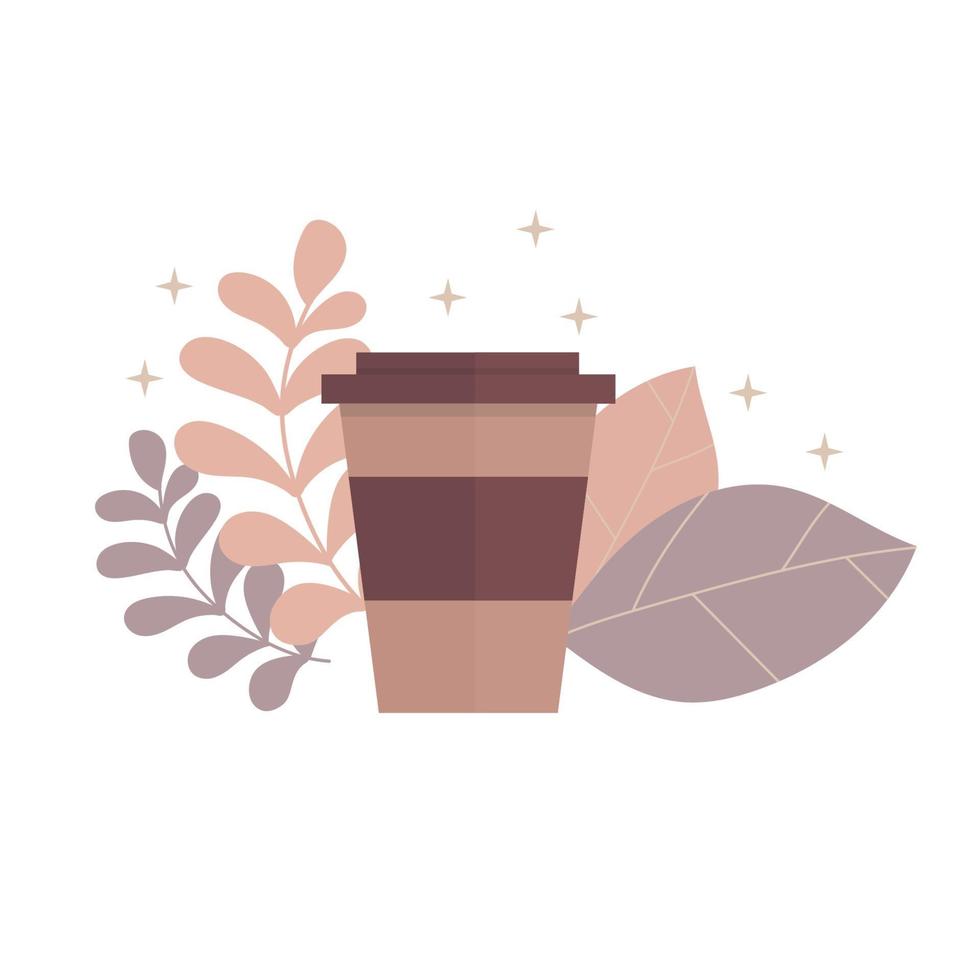 Beige coffee cup with decor vector