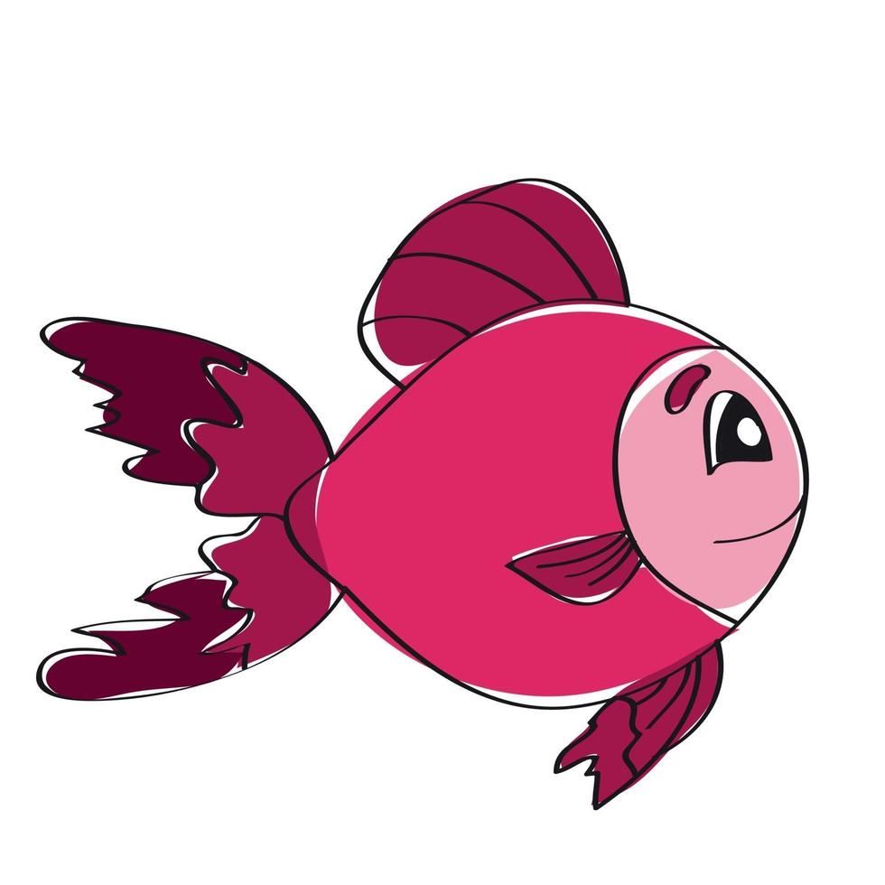 Cartoon fish in doodle style vector