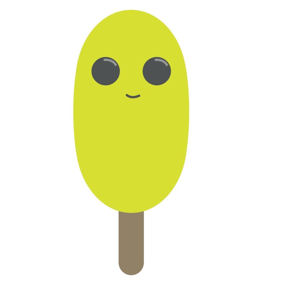 helado verde con cara, estilo de dibujos animados vector