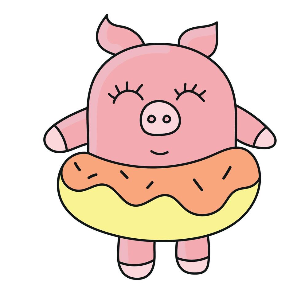 Pink pig, little cartoon pig vector