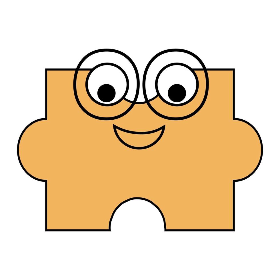 Color piece of the puzzle with funny face vector